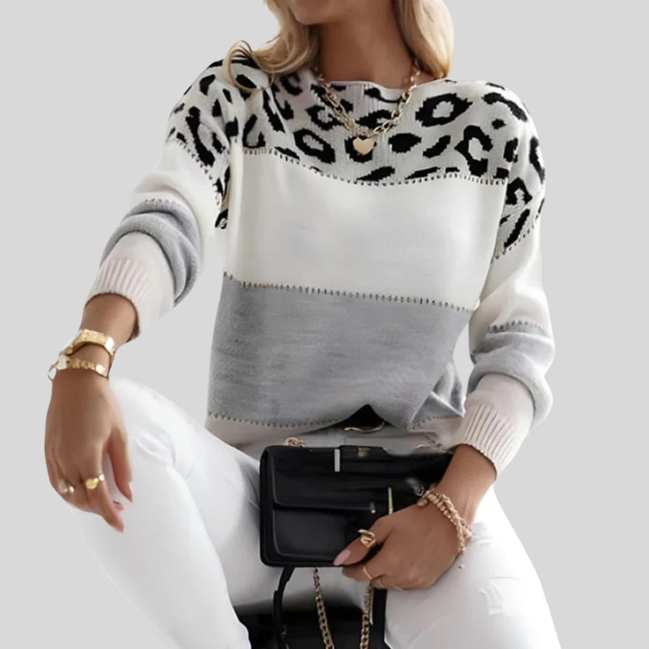 Diane | Leopard Accent Knit Sweater