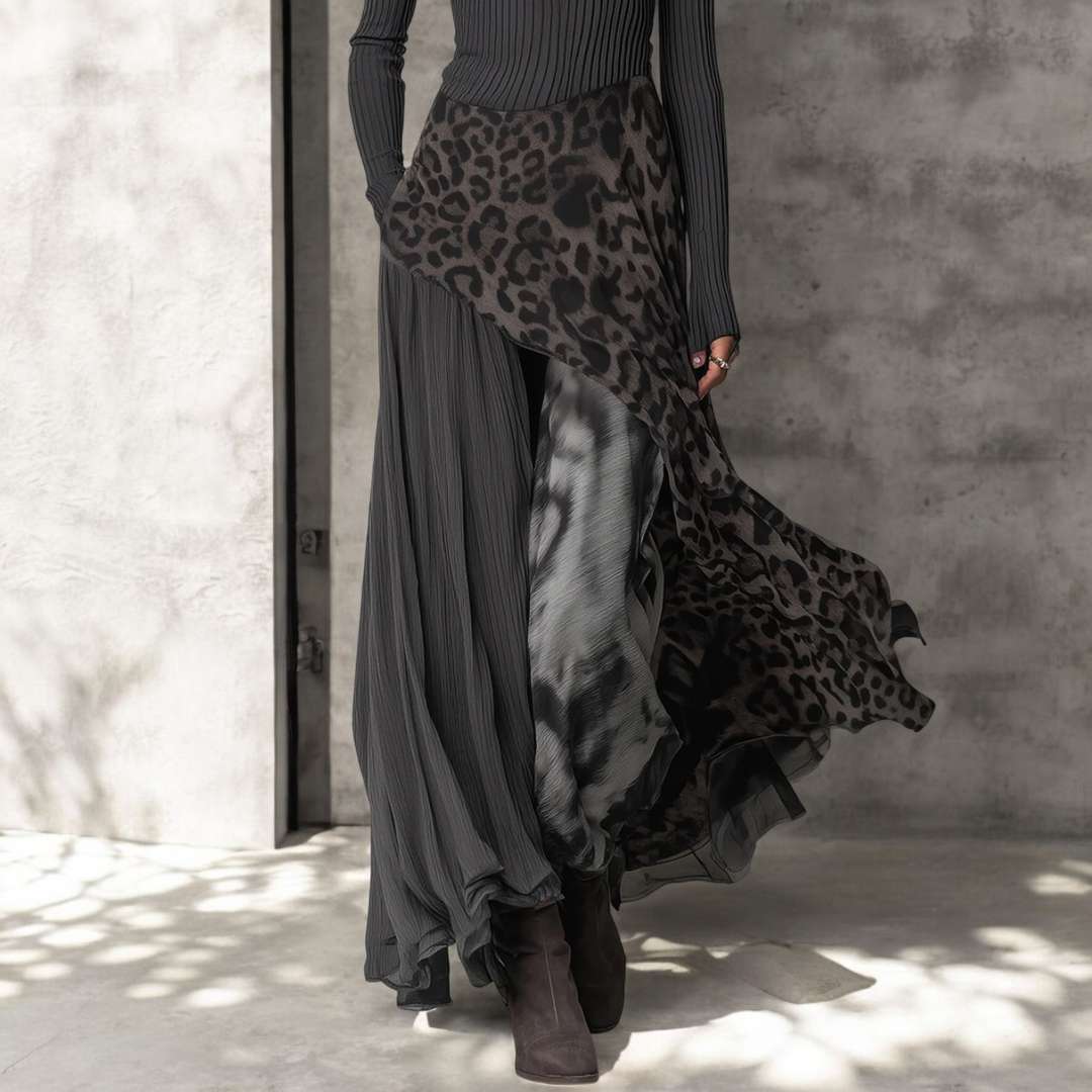 NKEM | Elegant Leopard Print Maxi Dress with Flattering Flow