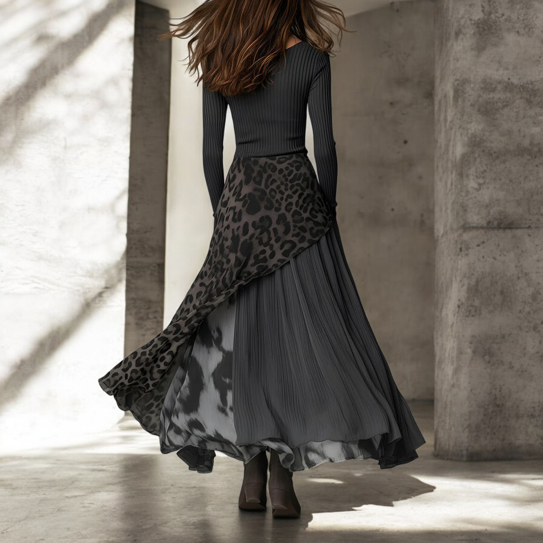 NKEM | Elegant Leopard Print Maxi Dress with Flattering Flow